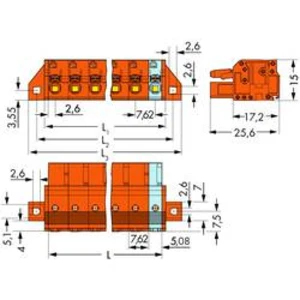 Zásuvkový konektor na kabel WAGO 2231-703/031-000, 35.04 mm, pólů 3, rozteč 7.62 mm, 50 ks