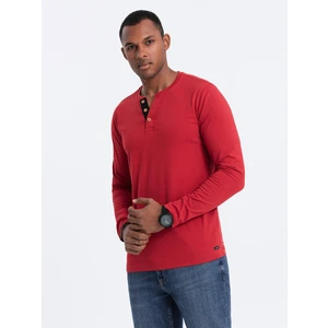 Ombre Men's HENLEY neckline longsleeve - red