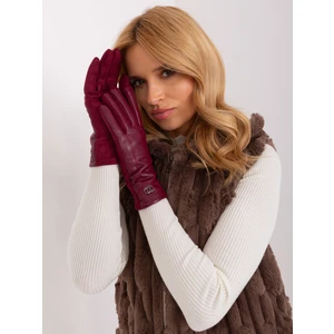 Burgundy gloves with touch function