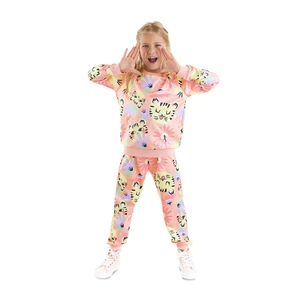 Denokids Floral Cat Girl Kids Tracksuit