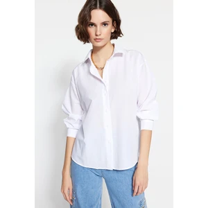 Trendyol Ecru Buttoned Back Oversize/Creature Woven Shirt