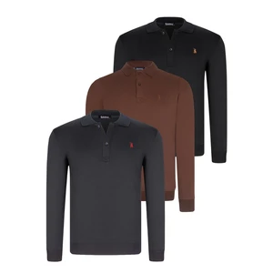 TRIPLE SET V4007 DEWBERRY MEN'S SWEATSHIRT-BLACK-NAVY-BROWN