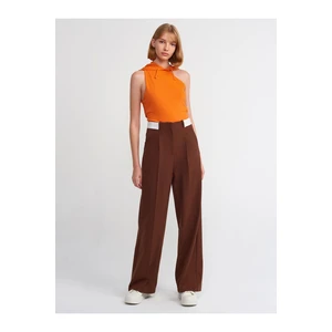 Dilvin 71219 Classic Trousers with Curled Belt-brown