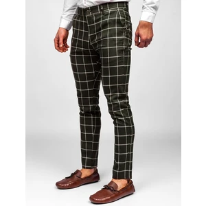 Pantaloni kaki chinos în carouri Bolf 0002