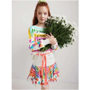 White Girls' Patterned Skirt with Belt Desigual Suiza - Girls