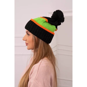 Women's Cap Kinga K297 Black + Neon Green + Orange