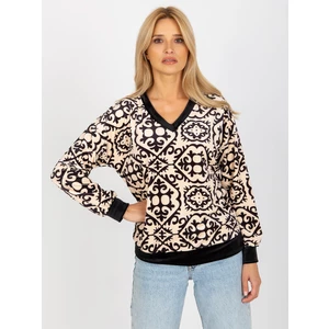 Beige and black patterned velour blouse from RUE PARIS