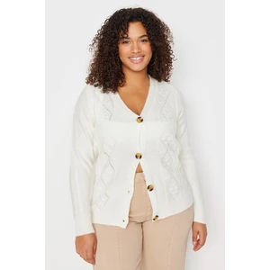 Trendyol Curve Cream Knitted Detailed Sweater Cardigan