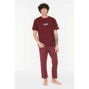 Trendyol Pajama Set - Burgundy - Plain