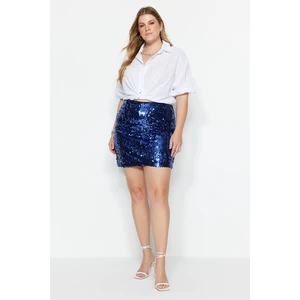 Trendyol Curve Plus Size Skirt - Blue - Mini