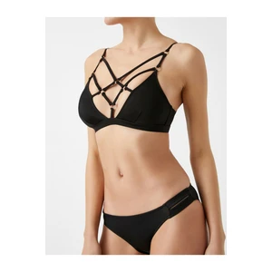 Koton Kobiet Black Banded Metal Akcesoria Szczegółowe Bikini Top