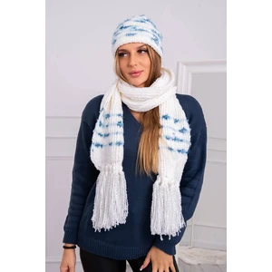 Women's set with scarf Anika K304 ecru+jeans