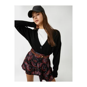 Koton Floral Mini Skirt, High Waist Belt Detailed