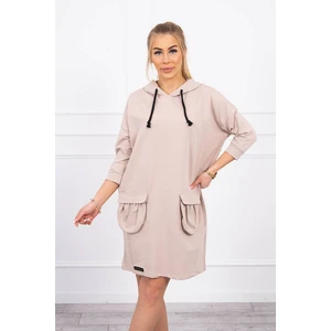 Hooded dress beige