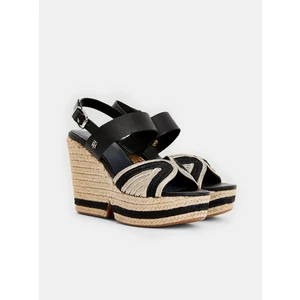 Black Women's Leather Wedge Sandals Tommy Hilfiger - Women