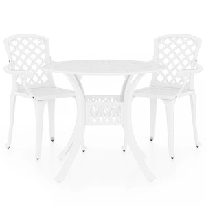 Záhradný bistro set 3 ks liaty hliník Dekorhome Biela,Záhradný bistro set 3 ks liaty hliník Dekorhome Biela