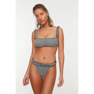 Trendyol Black Gingham Textured Bikini Bottoms