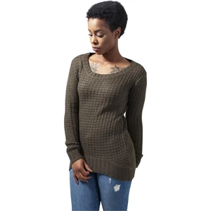 Ladies Long Wideneck Sweater olive