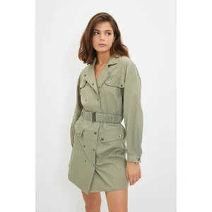 Trendyol Khaki Belted Buttoned Dress