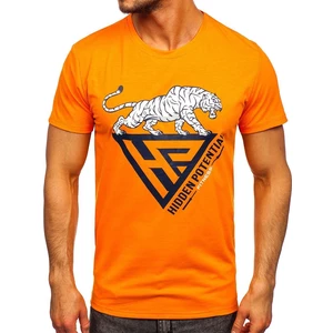 Oranžové pánske tričko s potlačou Bolf Y70013