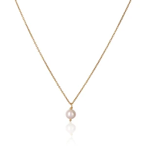 JwL Luxury Pearls Krásny pozlátený náhrdelník s pravou bielou perlou JL0679