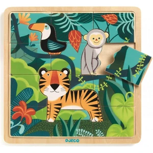 Djeco Drevené puzzle Tiger a priatelia