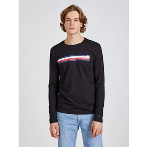 Černé pánské tričko Tommy Hilfiger Sliced Bar - Pánské