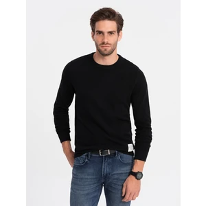 Ombre Men's textured sweater with half round neckline - black