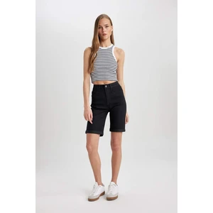 DEFACTO Normal Waist Fold Leg Jean Bermuda Shorts