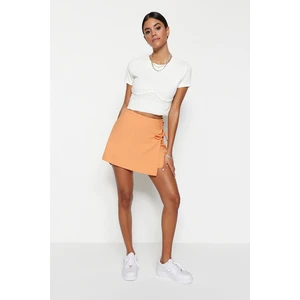 Trendyol Orange Lace-Up and Eyelet Detail Woven Shorts Skirt