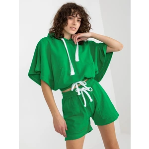 Green summer basic tracksuit with short sweatshirt