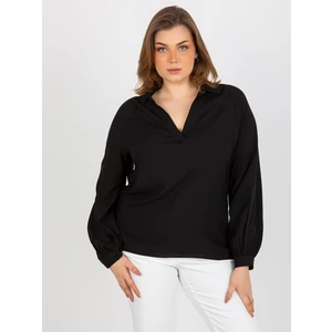 Plus Size Black Viscose Shirt Blouse