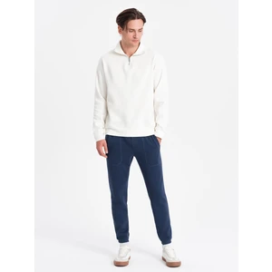 Ombre CARROT men's structured knit sweatpants - dark blue