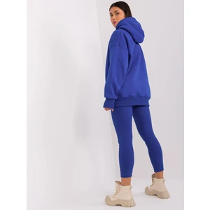 Cobalt blue two-piece casual set with leggings