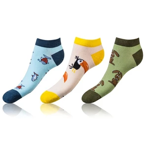 Bellinda <br />
CRAZY IN-SHOE SOCKS 3x - Modern colorful low crazy socks unisex - brown - yellow - blue