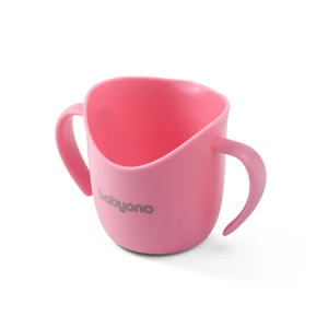 BABYONO Hrnček ergonomický s uškami 120 ml ružový 6m+