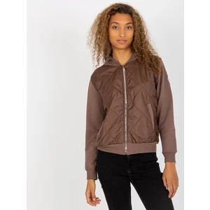 Brown quilted bomber sweatshirt RUE PARIS with pockets