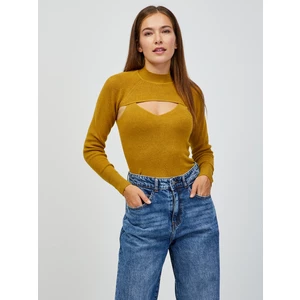 Mustard Ribbed Sweater/Top 2in1 JDY Sibba - Women