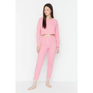 Trendyol Pink Button Detailed Camisole Pajamas Set