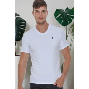 T8568 DEWBERRY V-NECK MEN'S T-SHIRT-LIGHT WHITE