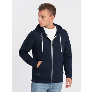 Ombre BASIC men's zip-up hoodie - navy blue