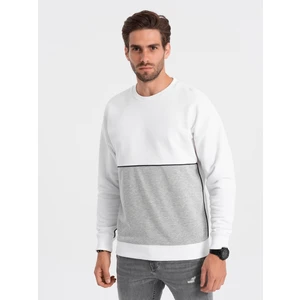 Ombre Men's OVERSIZE sweatshirt with contrasting color combination - white and gray