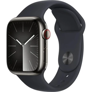 Apple Apple Watch Series 9 Cellular 41mm Grafitová ocel s temně inkoustovým sportovním řemínkem - M/L