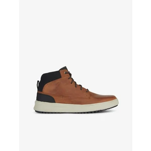 Brown Men's Leather Ankle Sneakers Geox Cervino - Men's