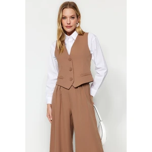 Trendyol Camel Vest-Pants Weave Upper-Upper Set