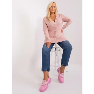 Light pink plus size cardigan with viscose