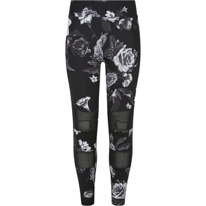 Girls' Tech Mesh AOP Leggings Dark Flowers aop