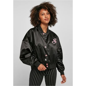 Women's Beginner Satin College Jacket Black