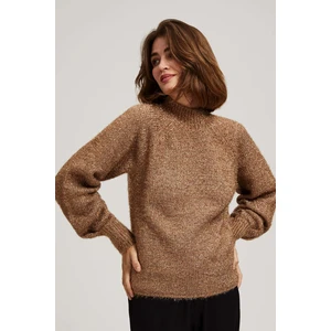 Turtleneck sweater decorated with metallic thread