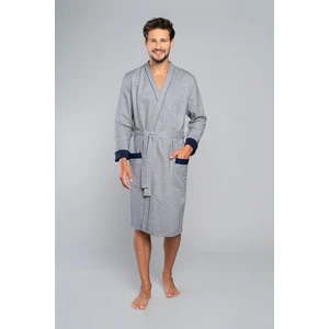 Gabriel Long Sleeve Bathrobe - Melange/Navy Blue